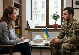 психолог работает с военной травмой ПТСР реабилитация военных 2026
